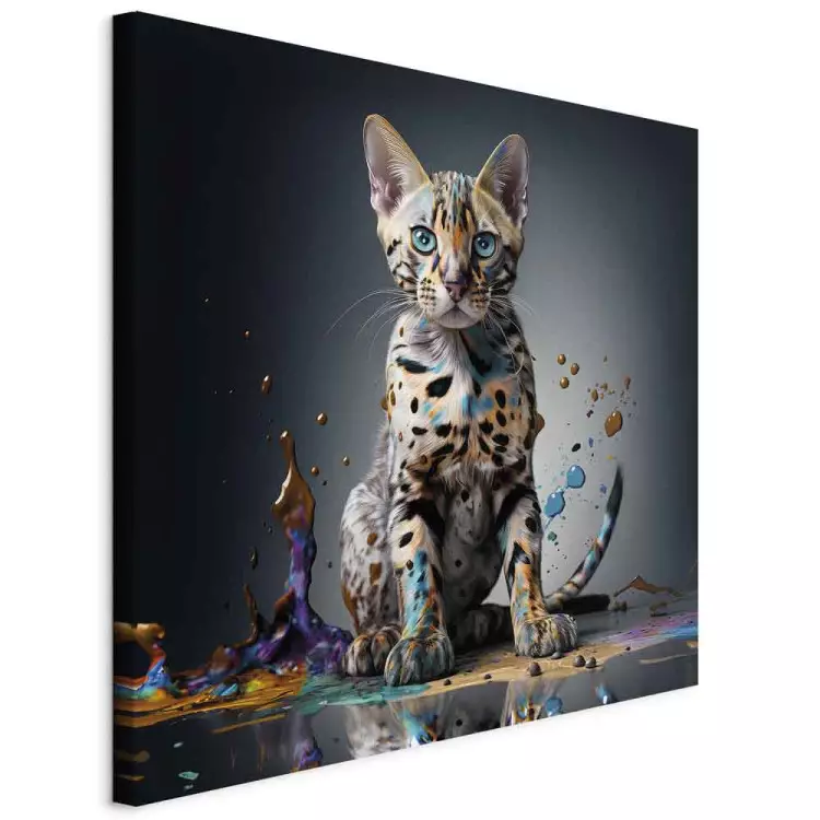 AI Bengal Cat - Animal in a Colorful Exploding Puddle - Square