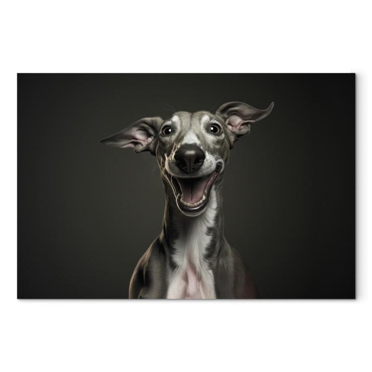 Canvas AI Greyhound Dog - Portrait of a Wide Smiling Animal - Horizontal