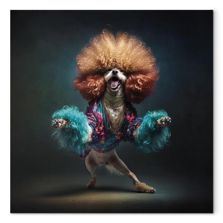 Canvas AI Dog Doodle - Disco Dancing Animal With Afro - Square
