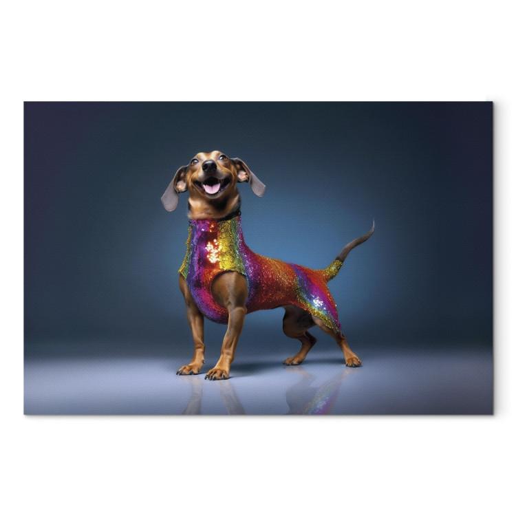 Canvas AI Dachshund Dog - Smiling Animal in Colorful Disguise - Horizontal