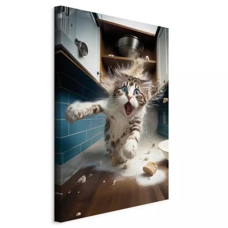 AI Cat - Animal Escaping From the Kitchen After Breaking Supplies - Vertical