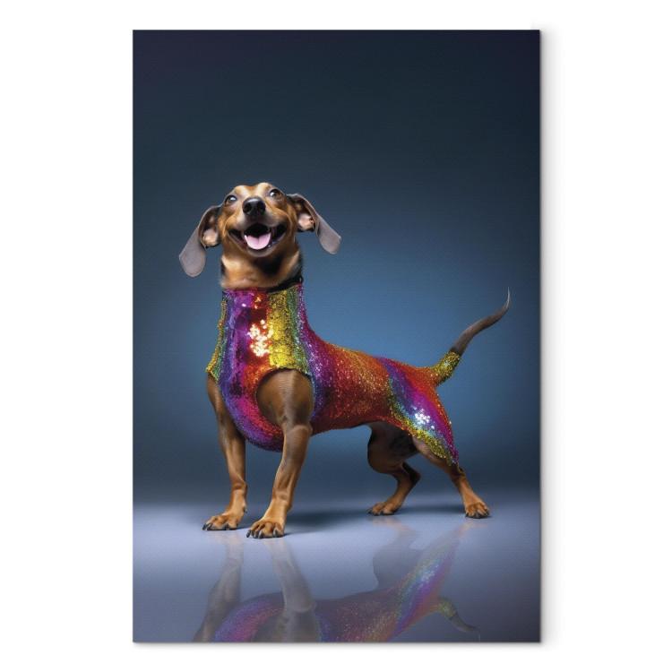 Canvas AI Dachshund Dog - Smiling Animal in Colorful Disguise - Vertical