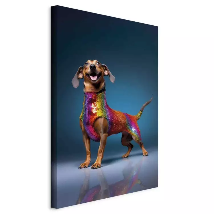 AI Dachshund Dog - Smiling Animal in Colorful Disguise - Vertical