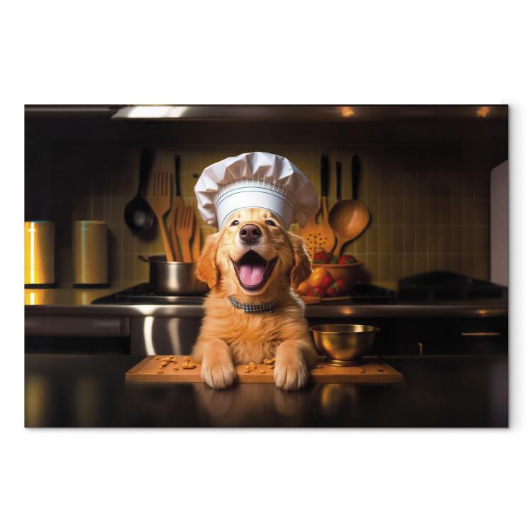 Canvas AI Golden Retriever Dog - Cheerful Animal in the Role of a Cook - Horizontal