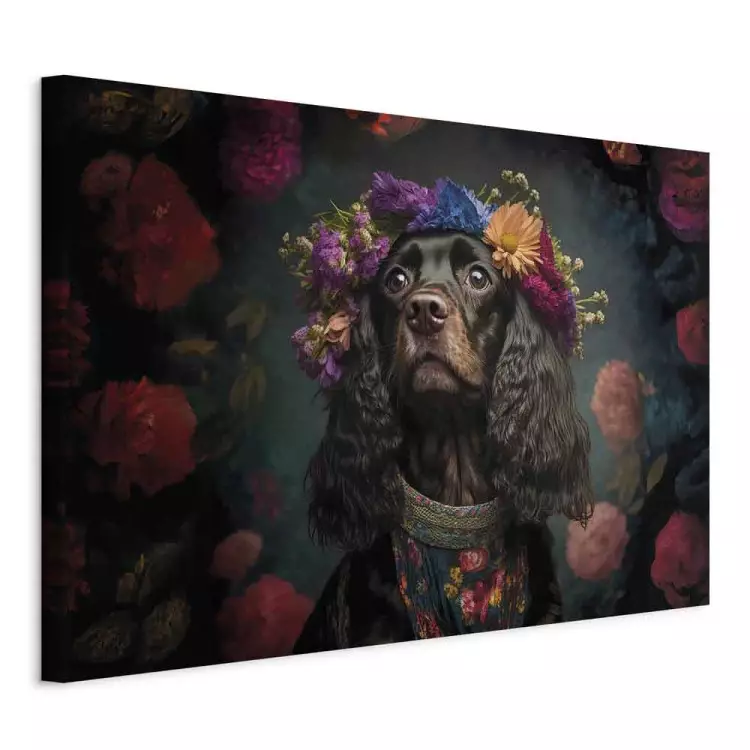 AI Dog Cocker Spaniel - Frida Kahlo Style Animal Fantasy Portrait - Horizontal