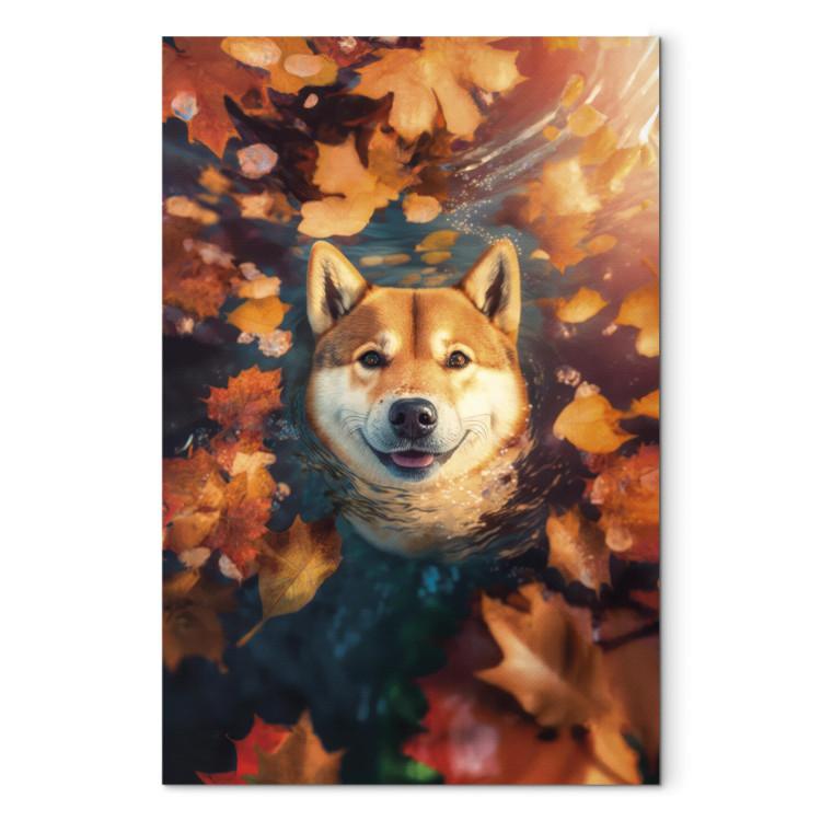 Canvas AI Shiba Dog - Portrait of a Friendly Animal in an Autumn Mood - Vertical