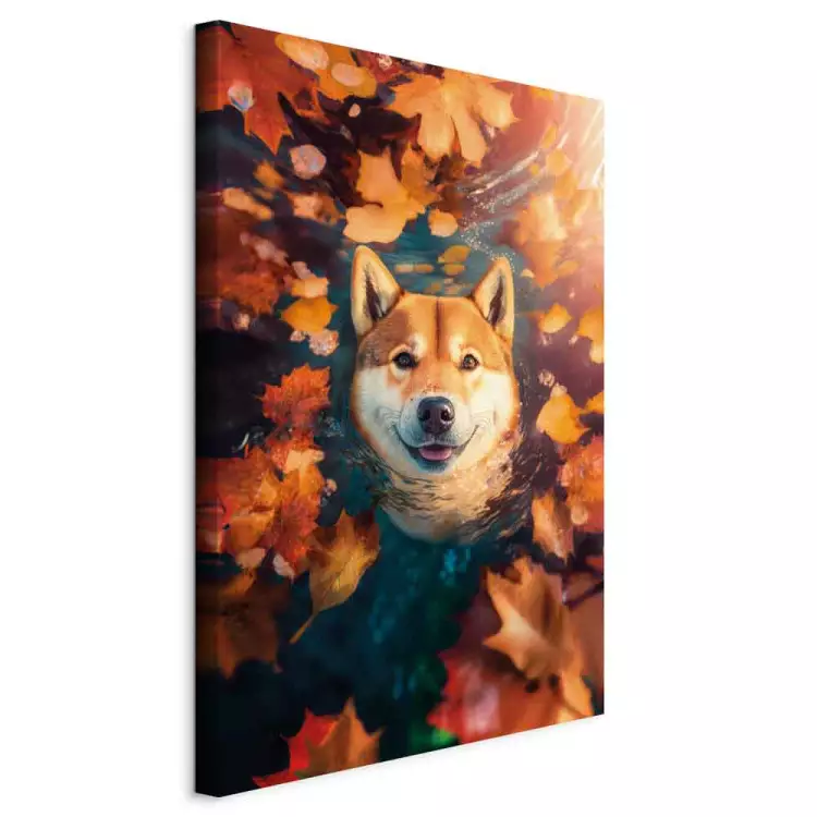 AI Shiba Dog - Portrait of a Friendly Animal in an Autumn Mood - Vertical
