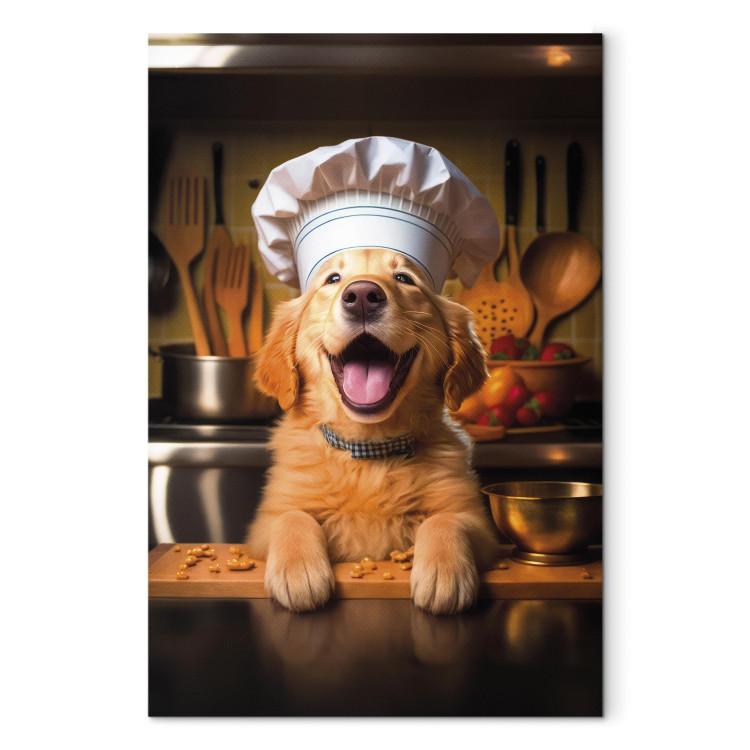Canvas AI Golden Retriever Dog - Cheerful Animal in the Role of a Cook - Vertical