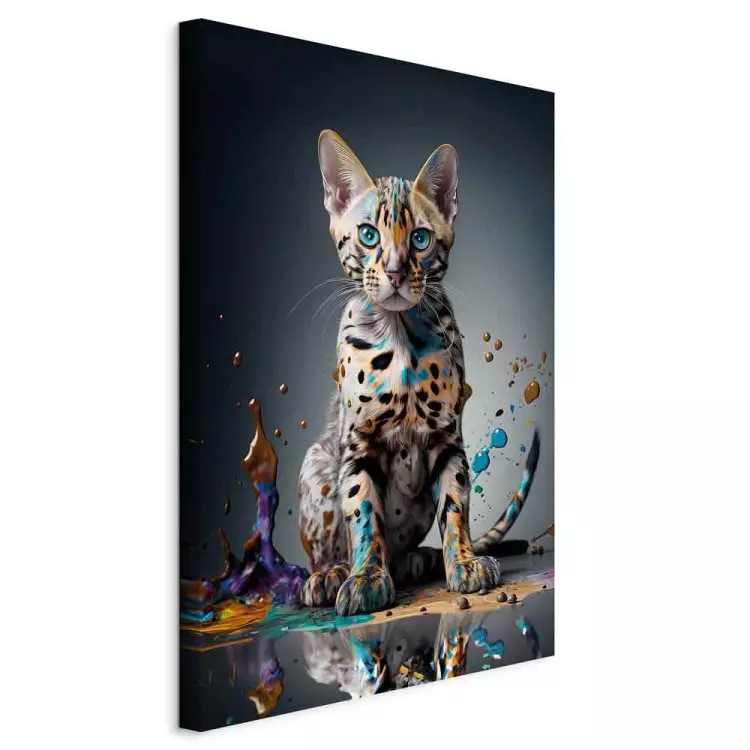 AI Bengal Cat - Animal in a Colorful Exploding Puddle - Verticall