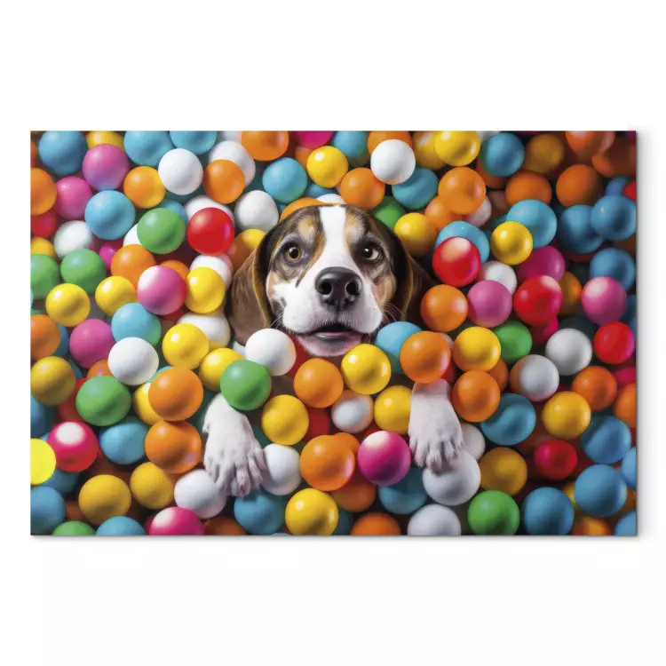 Canvas AI Beagle Dog - Animal Sunk in Colorful Balls - Horizontal