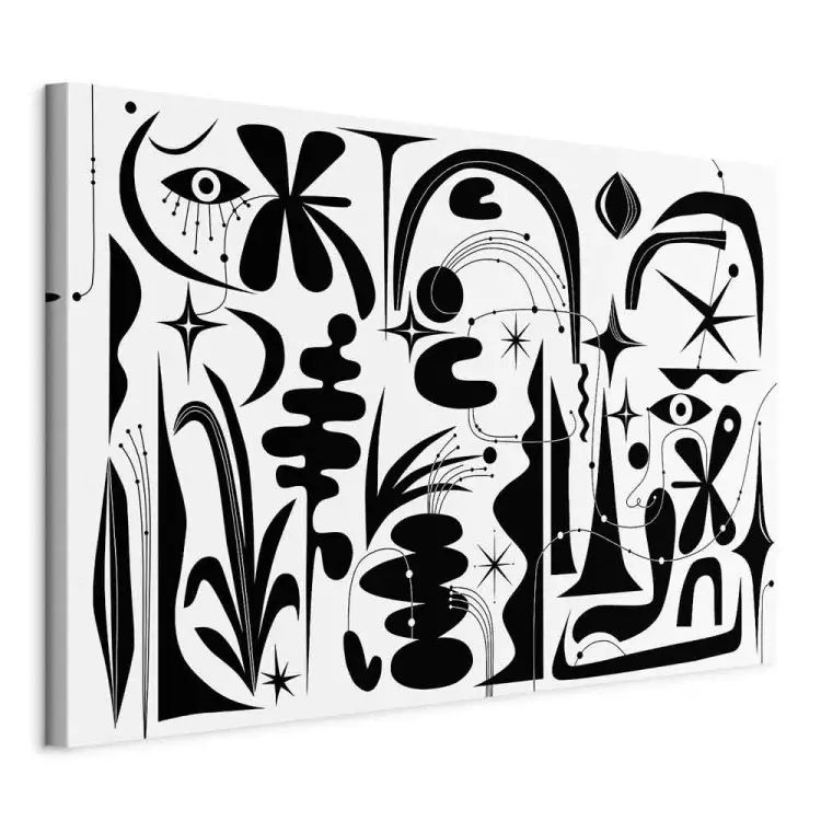 Abstraction - Composition of Black Geometric Shapes on a White Background