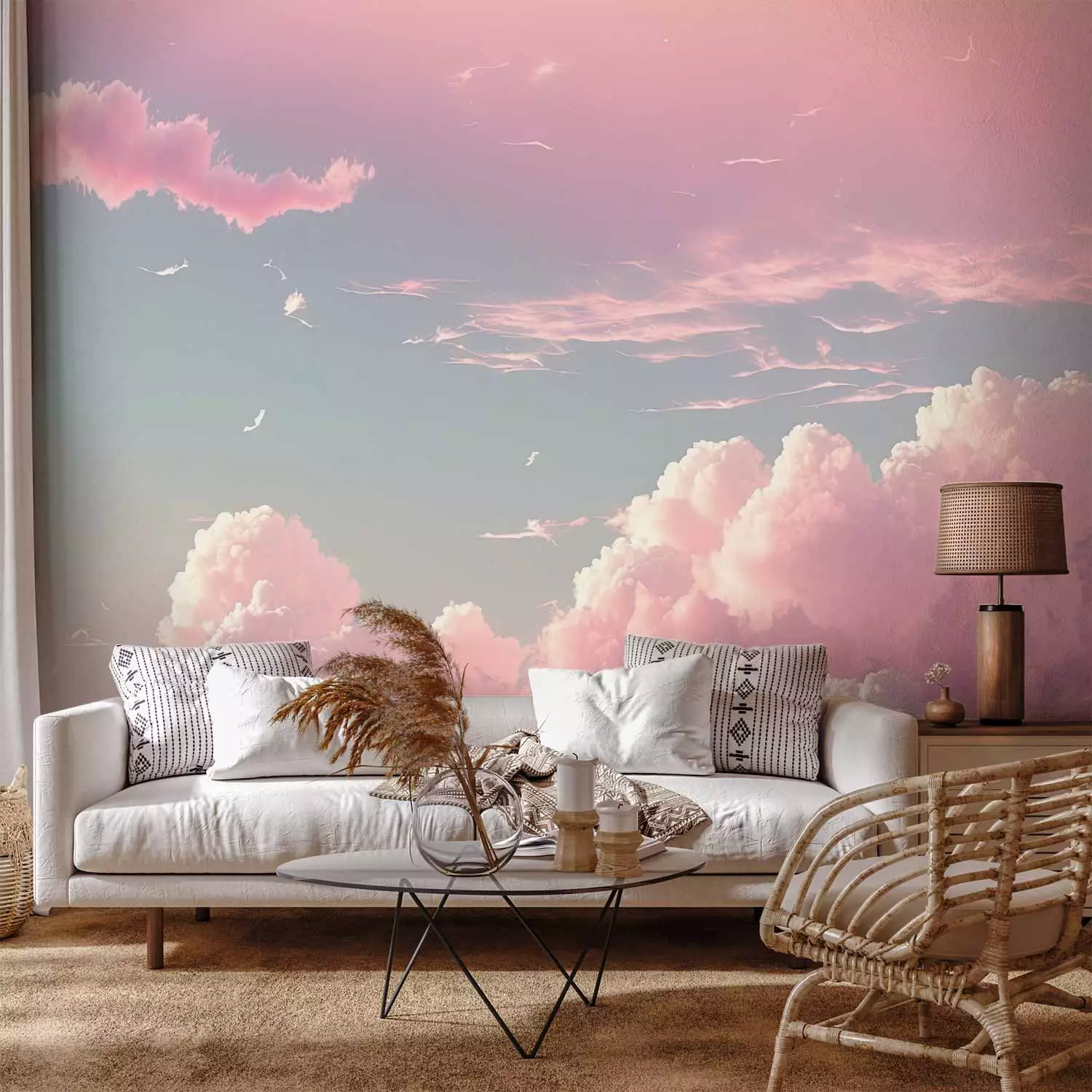 Wall Mural Skyscape - Pink Clouds on the Blue Horizon - bimago