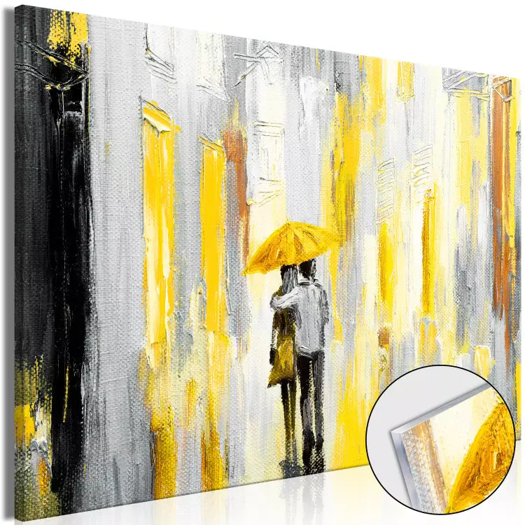 Acrylic Print Umbrella in Love - Yellow [Glass]