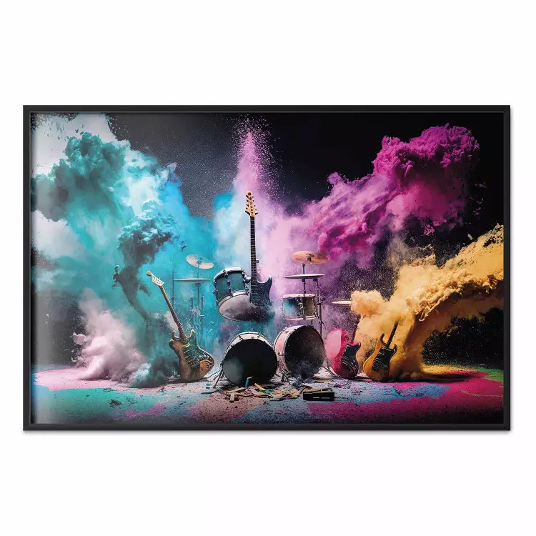 Exploding Instruments - Rock Scene With Drums and Guitars