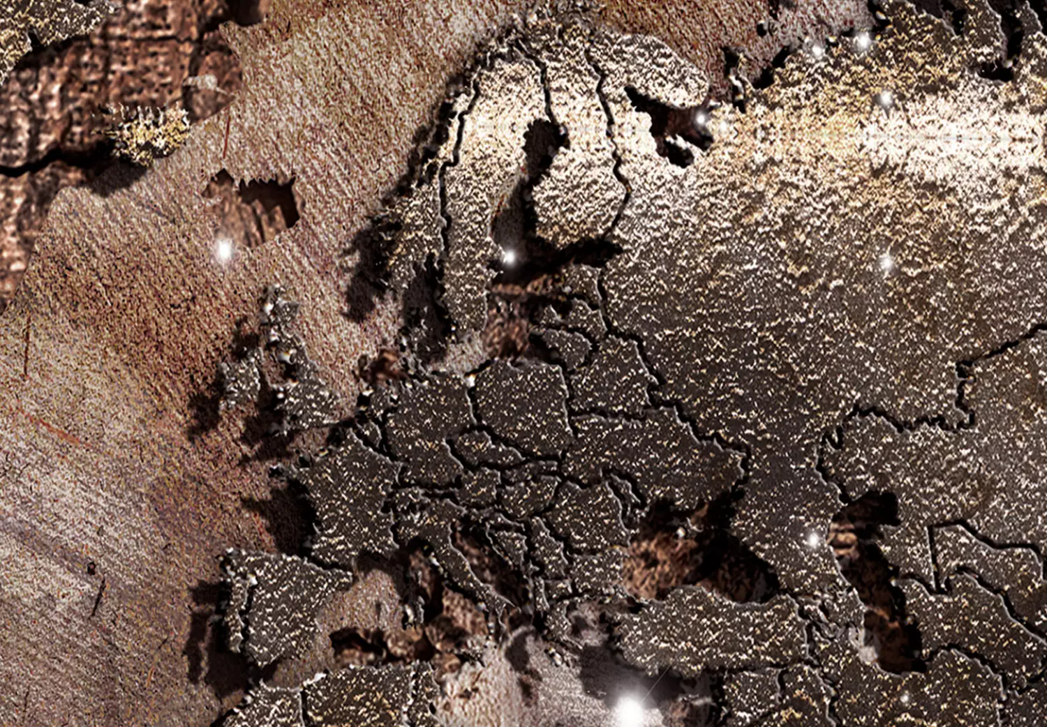 Large canvas print Brown World Map - abstract continents on a light brown background