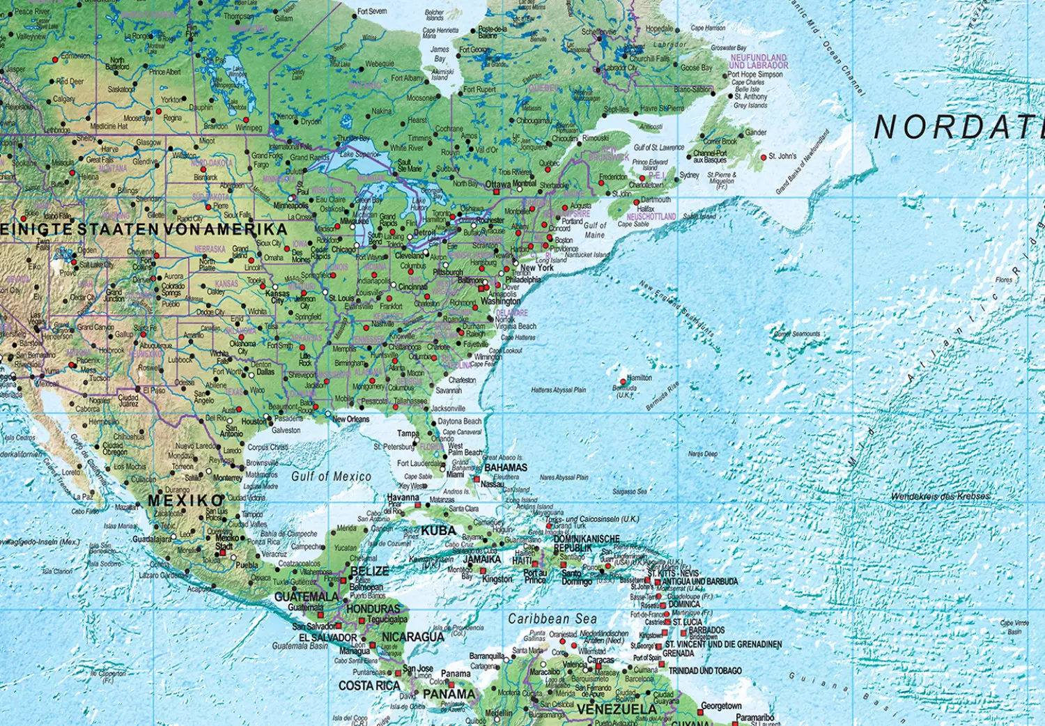 Large canvas print World Map with Compass - political world map