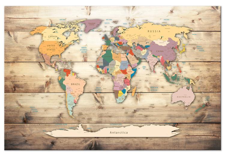 Large canvas print World Map on Wooden Background [Large Format]