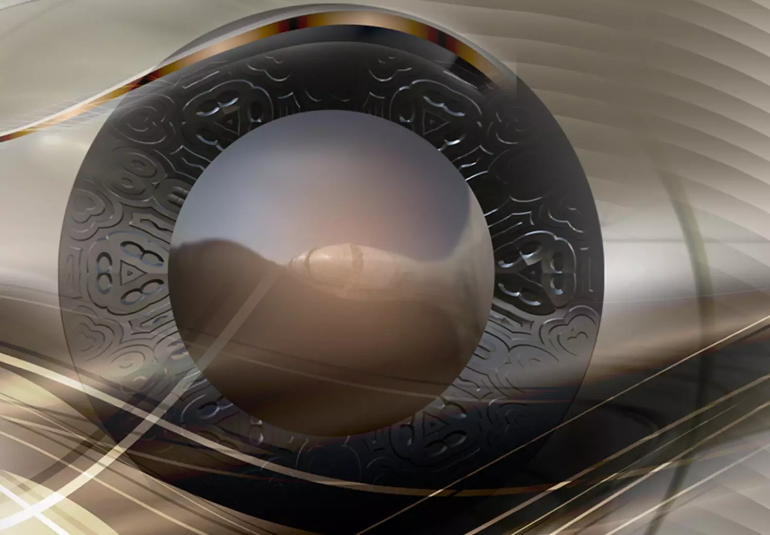 Large canvas print Velvet Melody II - Abstraction in Gold and Silver Tones