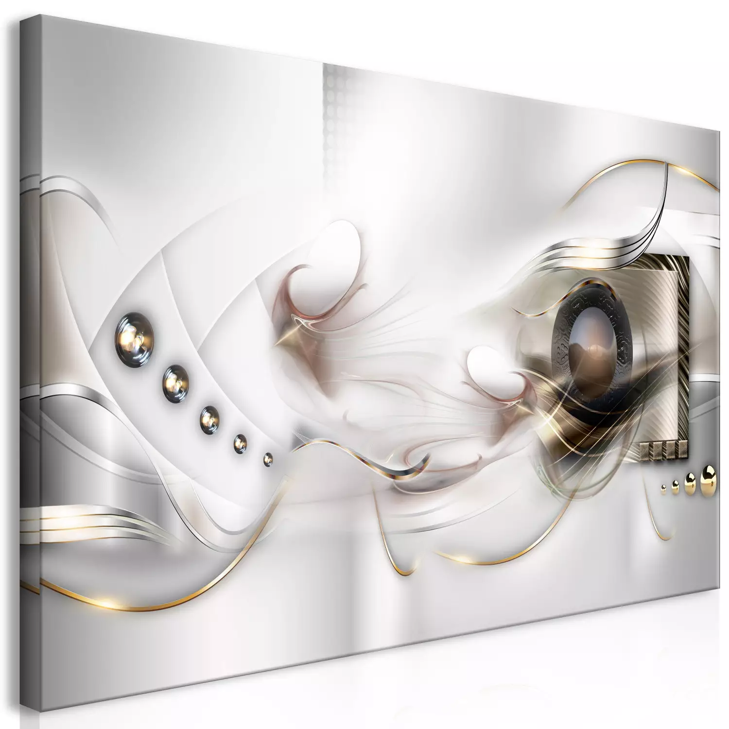 Large canvas print Velvet Melody II - Abstraction in Gold and Silver Tones