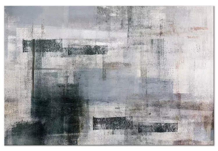 Spring Awakening - Abstraction with Geometric Paint Shapes in Gray Colors