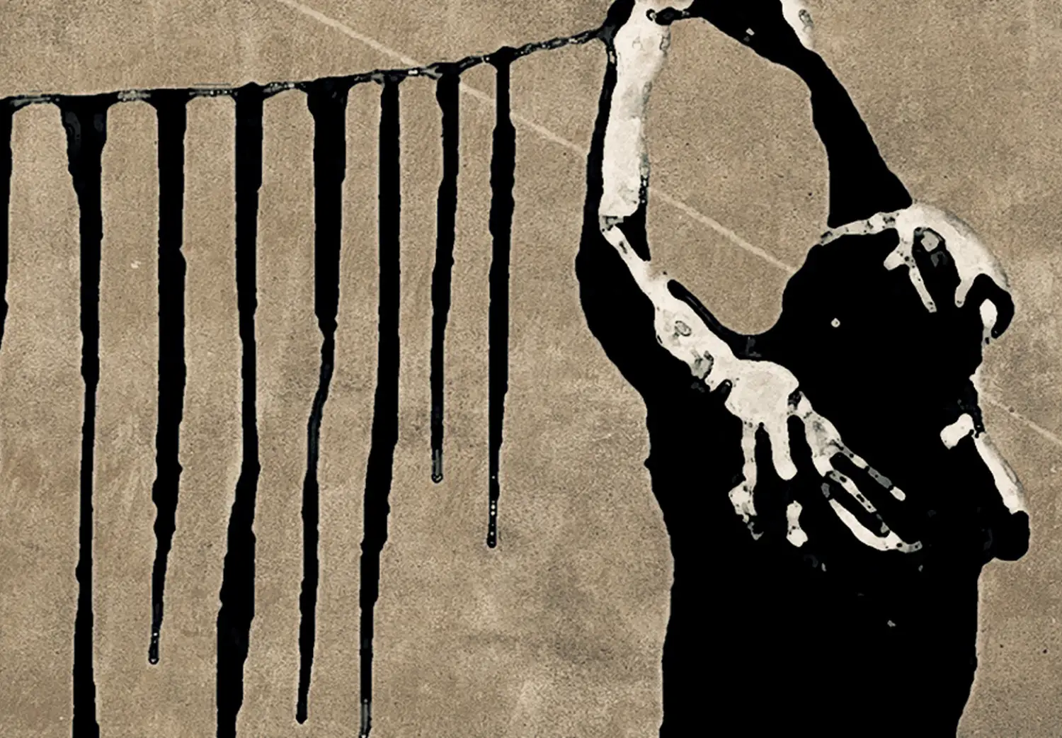 Large XXL canvas print Banksy: Washing a Zebra on Concrete - bimago
