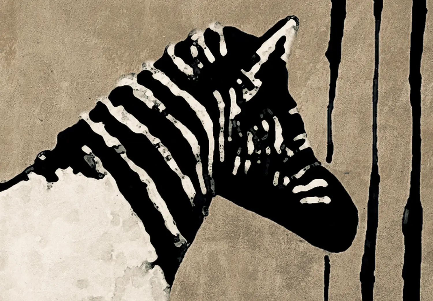 Large XXL canvas print Banksy: Washing a Zebra on Concrete - bimago