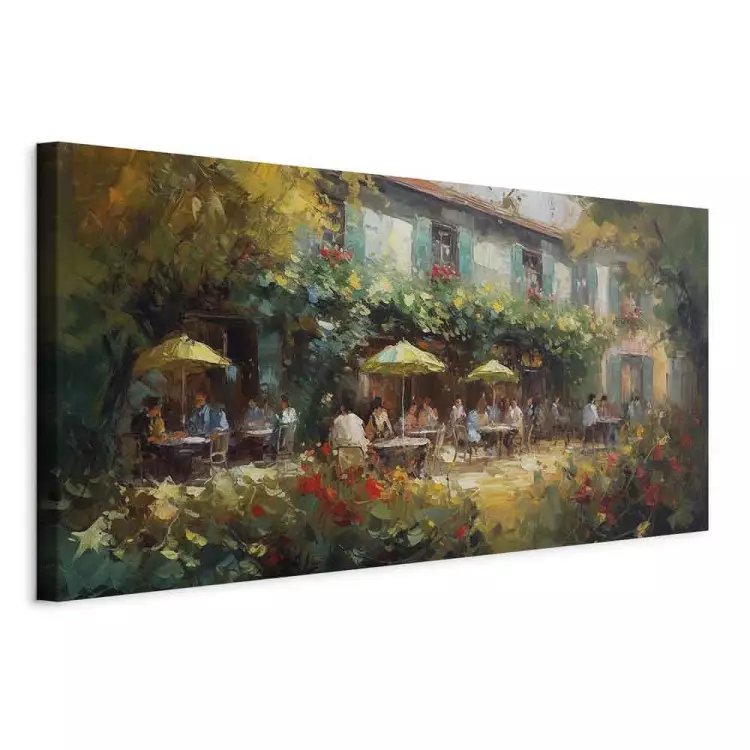 Cafe in Summer - A Painting Composition Inspired by the Style of Claude Monet