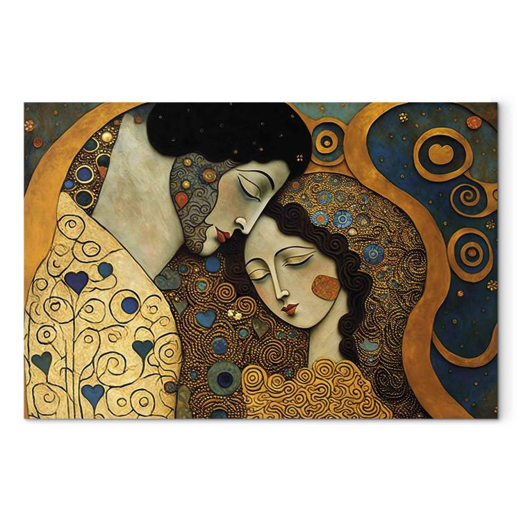 Canvas A Hugging Couple - A Mosaic Portrait Inspired by the Style of Gustav Klimt