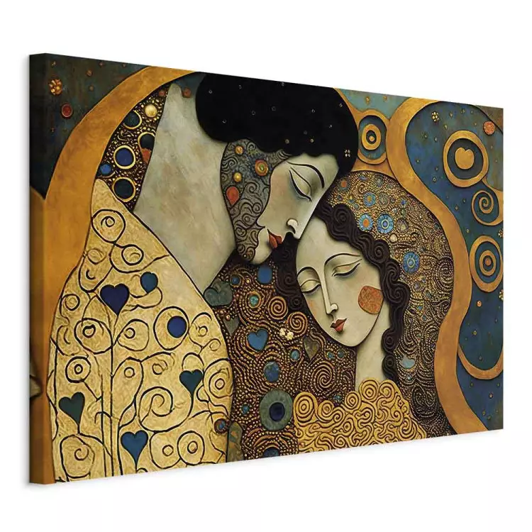 A Hugging Couple - A Mosaic Portrait Inspired by the Style of Gustav Klimt