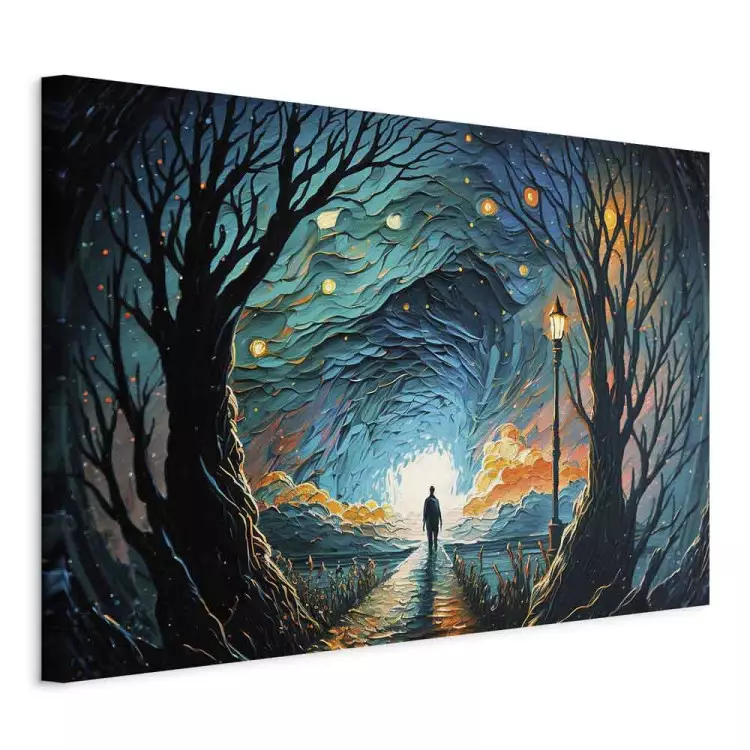 A Walk Among the Stars - A Figure Walking Towards the Horizon in the Middle of the Night