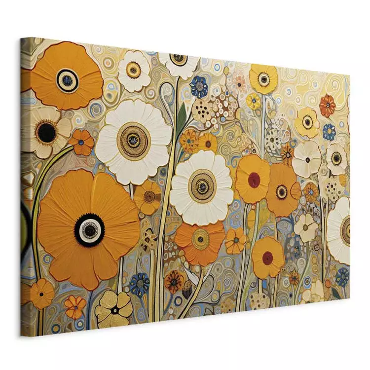 Orange Meadow - A Composition of Flowers in the Style of Klimt’s Paintings