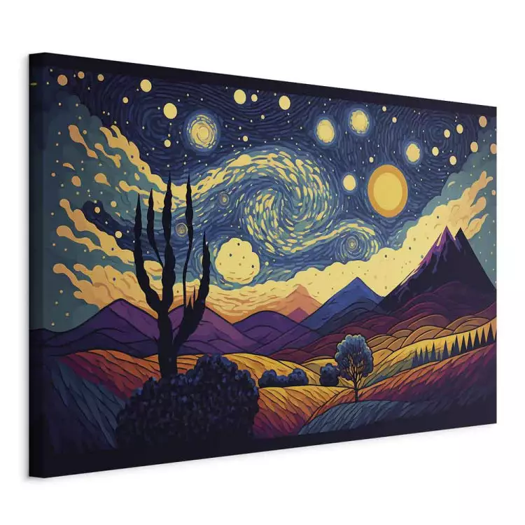 Impressionistic Landscape - Mountains and Meadows Under a Sky Full of Stars