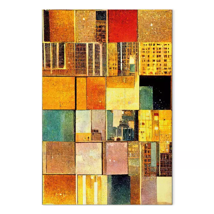 Canvas Abstract Squares - A Geometric Composition in Klimt’s Style