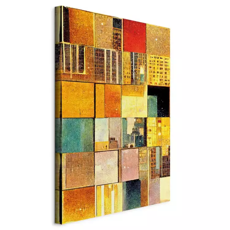 Abstract Squares - A Geometric Composition in Klimt’s Style