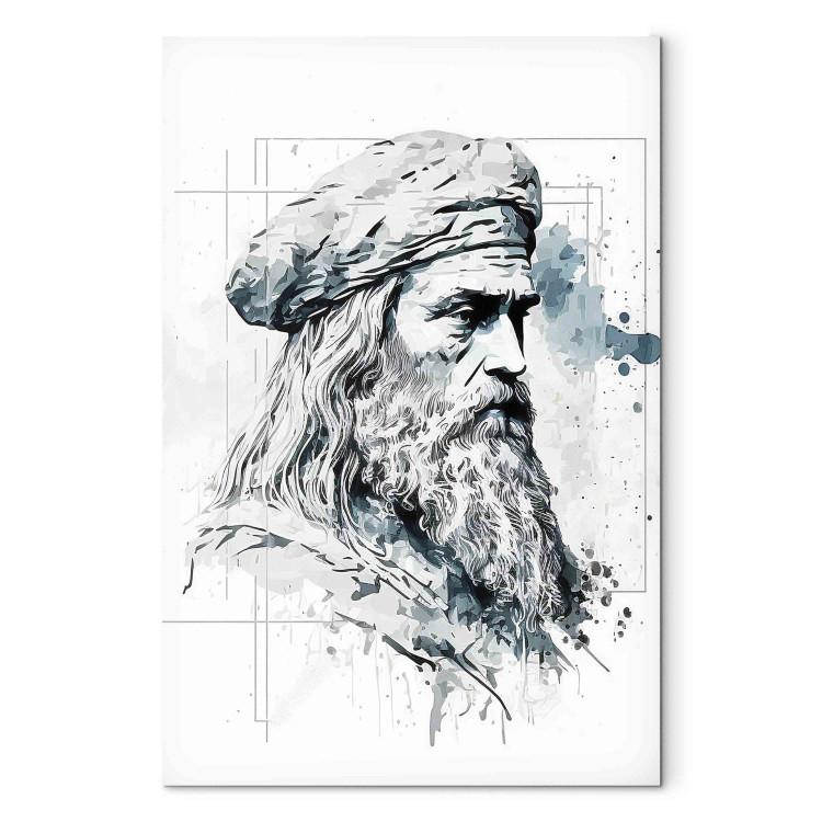 Canvas Leonardo Da Vinci - A Black and White Portrait of the Artist Generated by AI