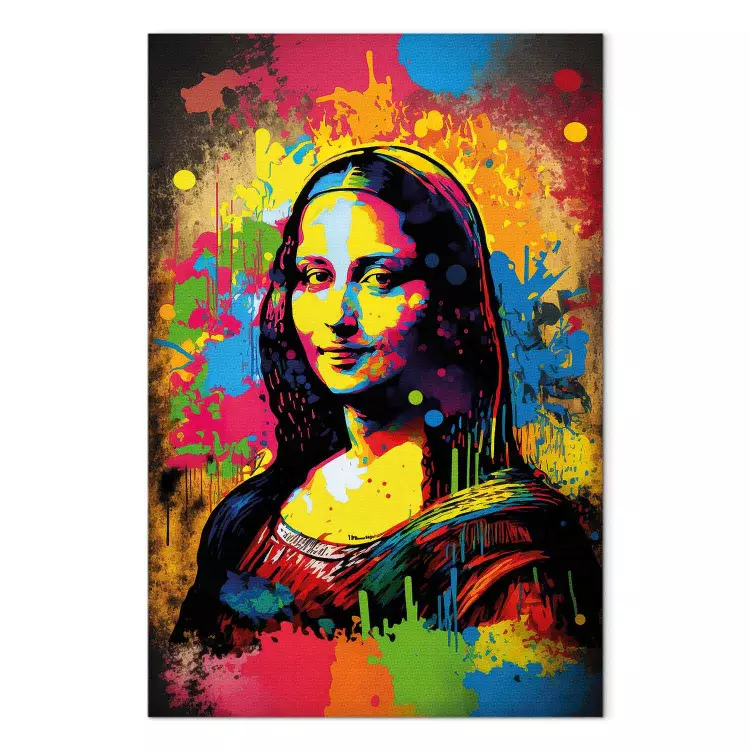 Canvas Colorful Mona Lisa - A Portrait of a Woman Inspired by Da Vinci’s Work
