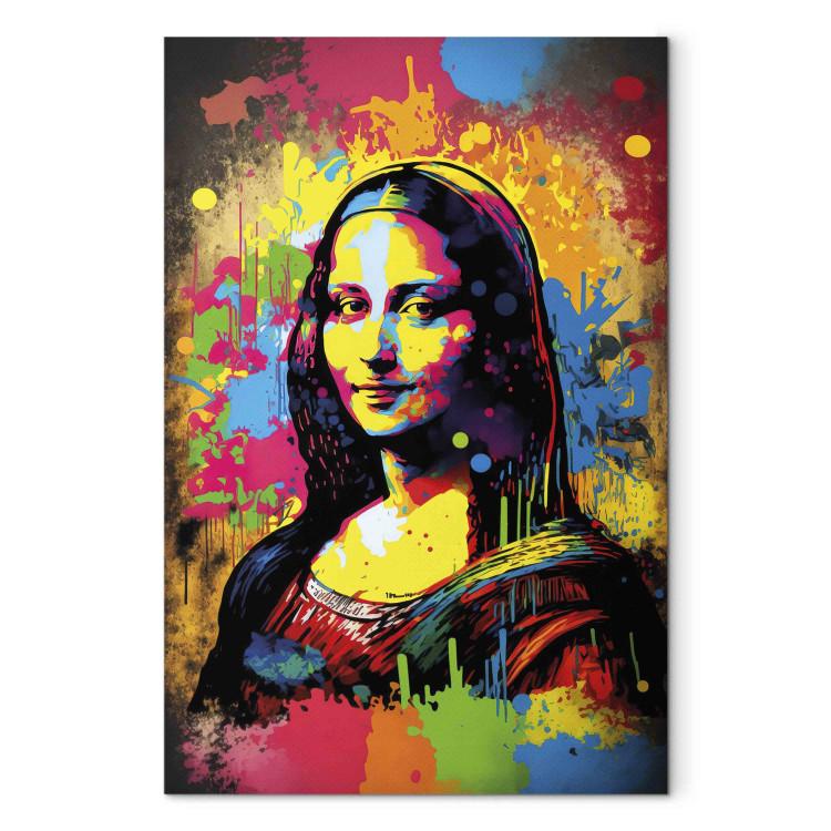 Canvas Colorful Mona Lisa - A Portrait of a Woman Inspired by Da Vinci’s Work