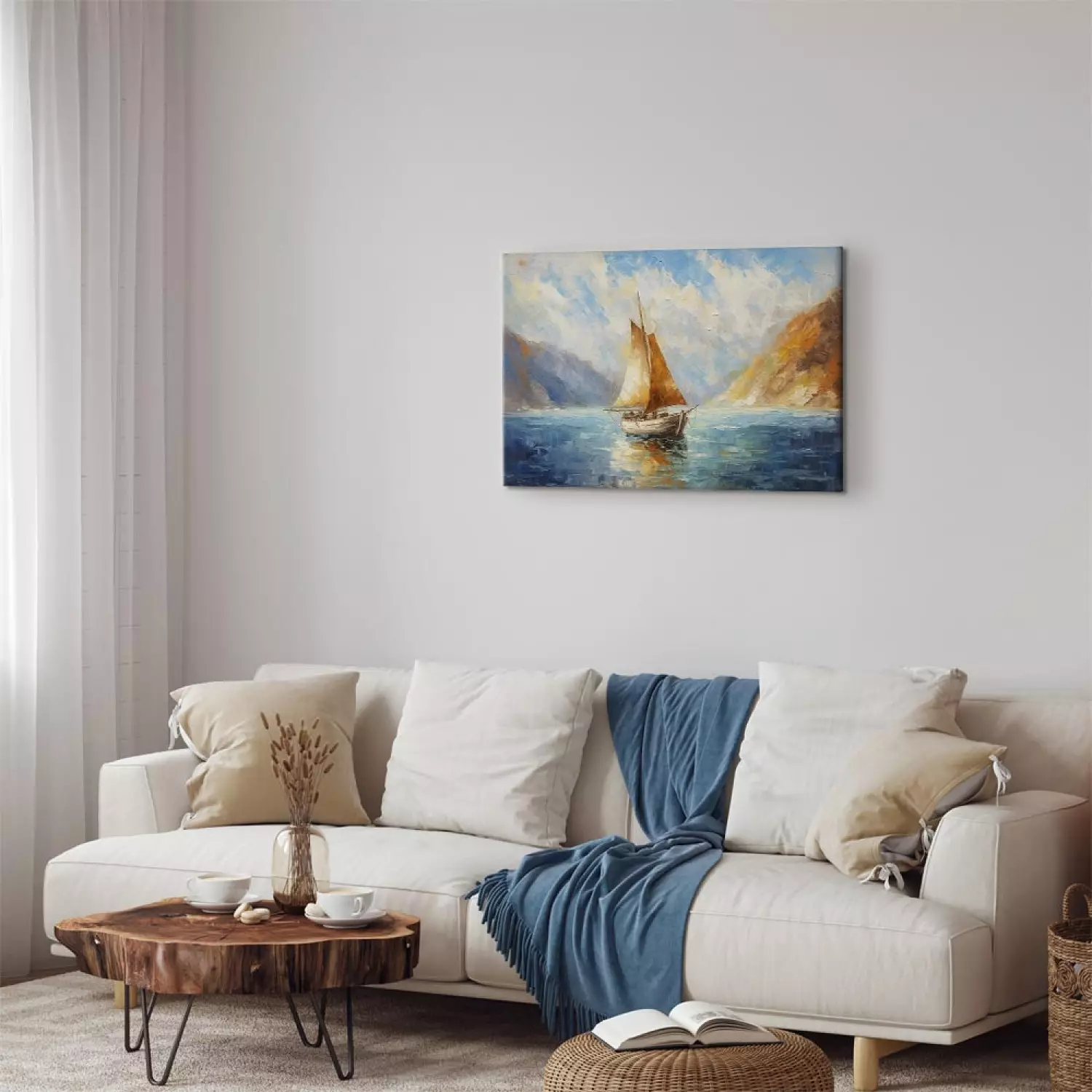 Canvas Art Print A Ship at Sea - A Landscape Inspired by the Works of Claude Monet