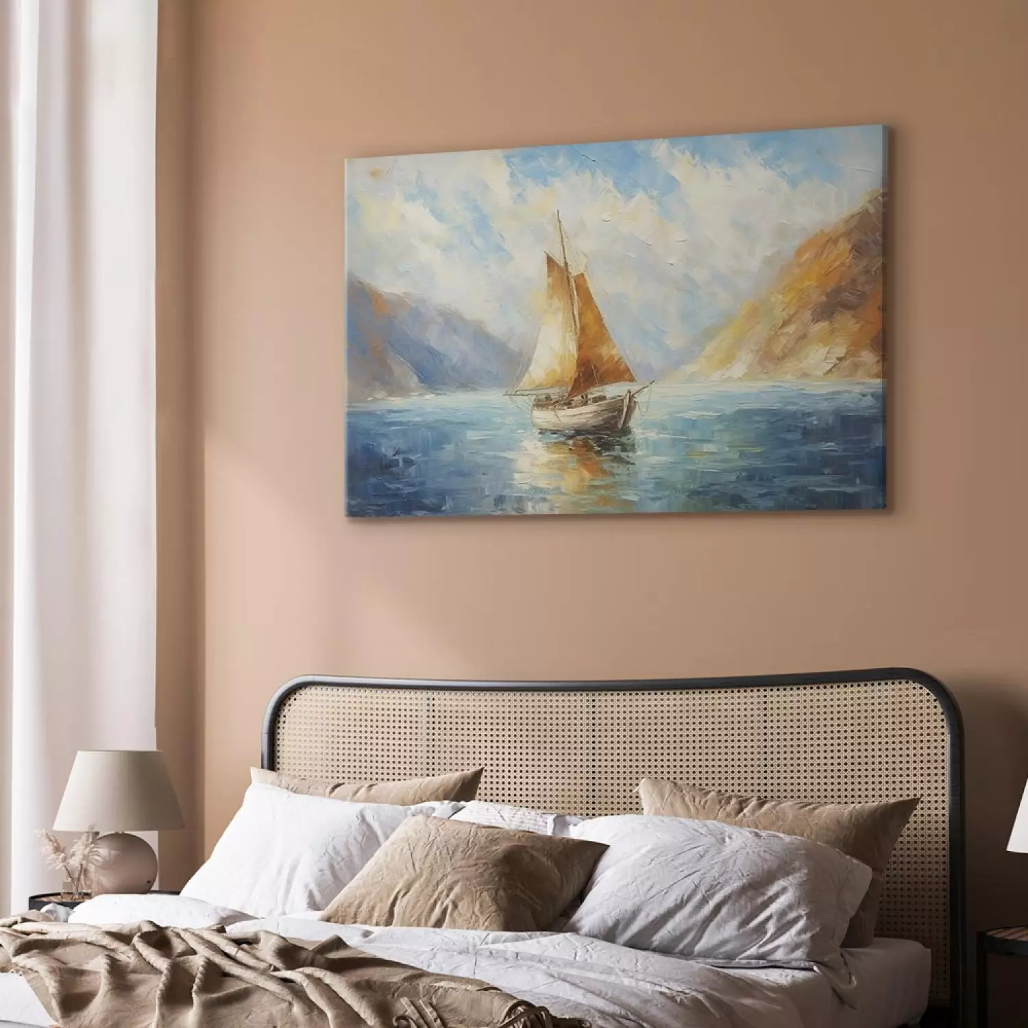 Canvas Art Print A Ship at Sea - A Landscape Inspired by the Works of Claude Monet