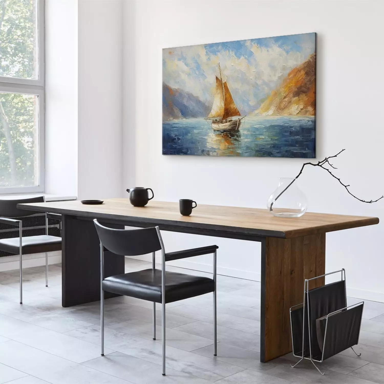Canvas Art Print A Ship at Sea - A Landscape Inspired by the Works of Claude Monet