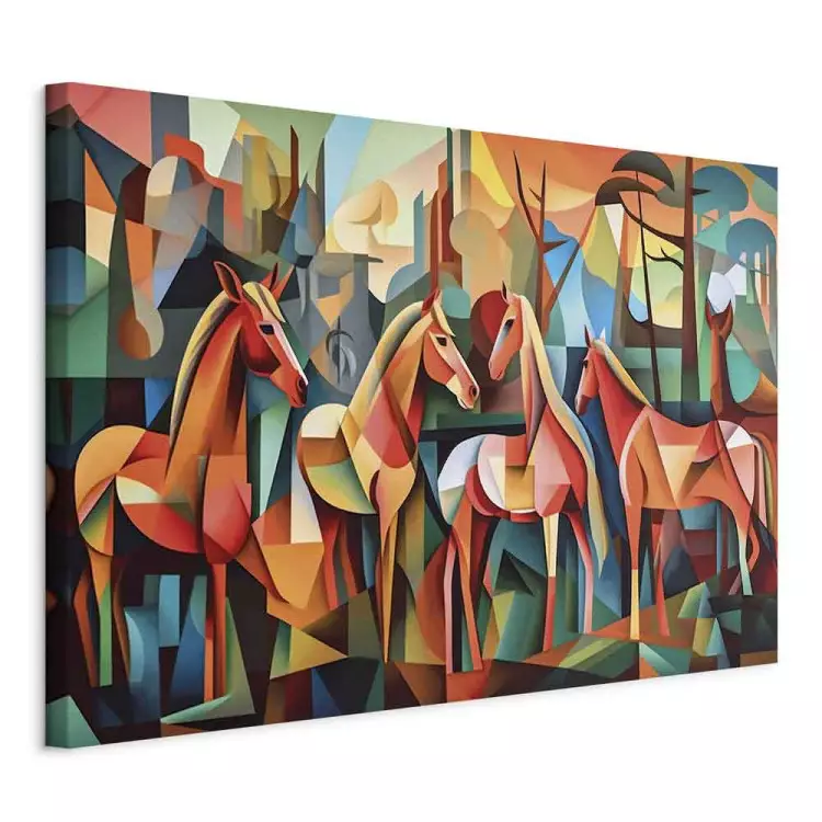 Cubist Horses - A Geometric Composition Inspired by Picasso’s Style