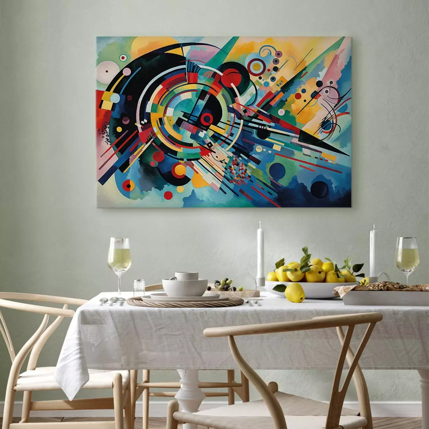 Canvas Art Print Color Detonation - Abstraction Inspired by Kandinsky’s Style