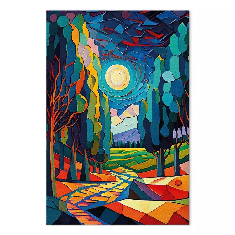 Canvas Modern Landscape - A Colorful Composition Inspired by Van Gogh