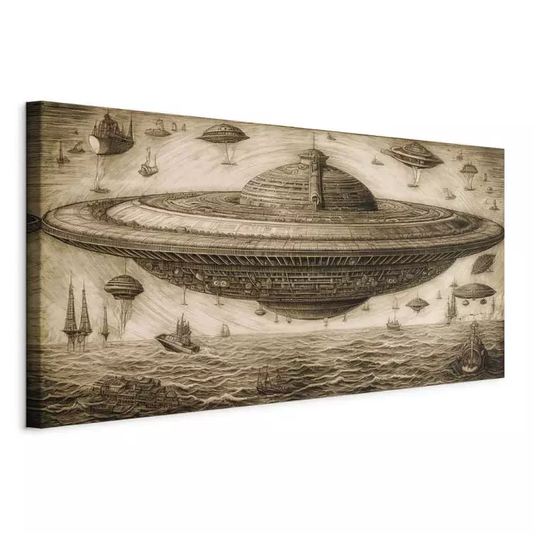 UFO Ship - A Sketch Inspired by the Style of Leonardo Da Vinci
