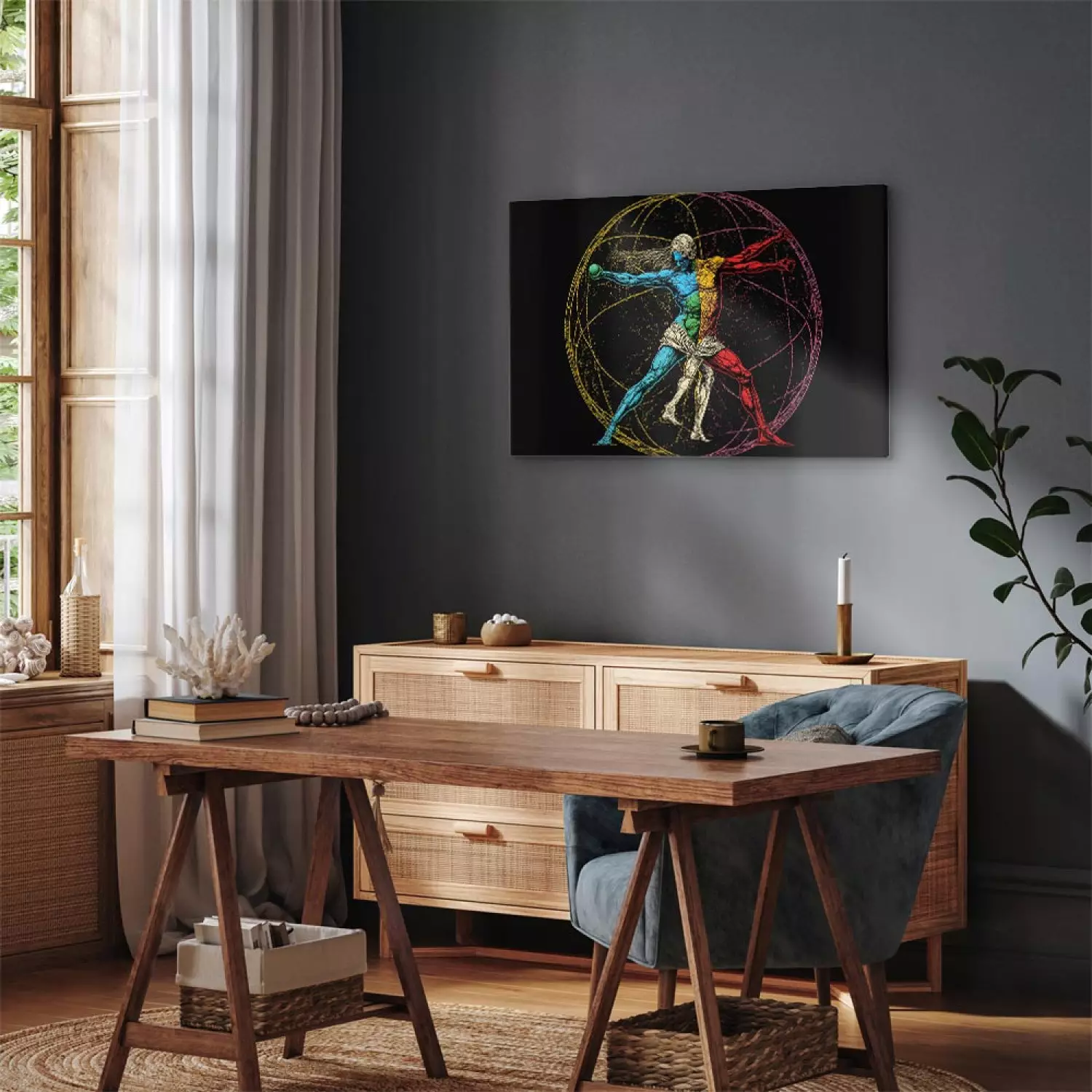 Canvas Art Print The Vitruvian Athlete - A Composition Inspired by Da Vinci’s Work
