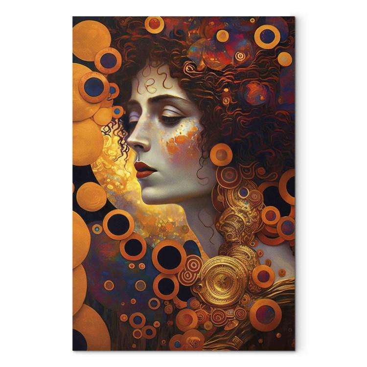 Canvas Orange Woman - A Portrait Inspired by the Work of Gustav Klimt