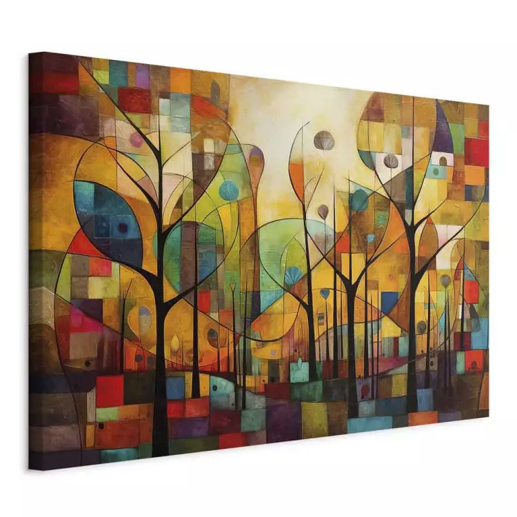 Colorful Forest - A Geometric Composition Inspired by Klimt’s Style