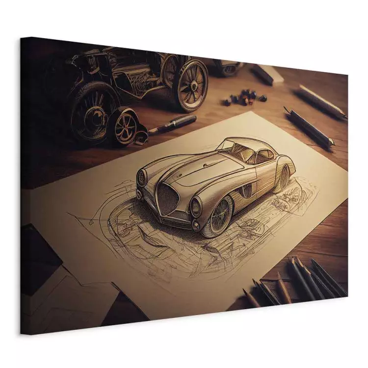 Car Sketch - Vintage Car Drawing Generated by AI