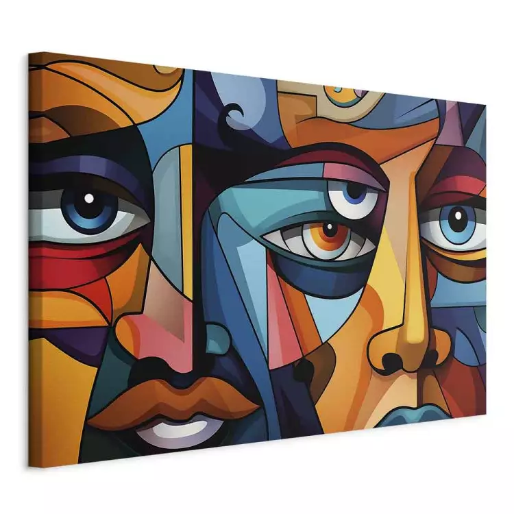 Art Work Colorful Faces - A Geometric Composition in the