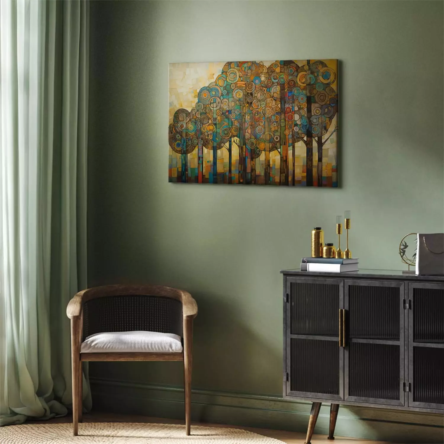 Canvas Mosaic Forest - An Abstraction With a Forest Motif Generated by AI